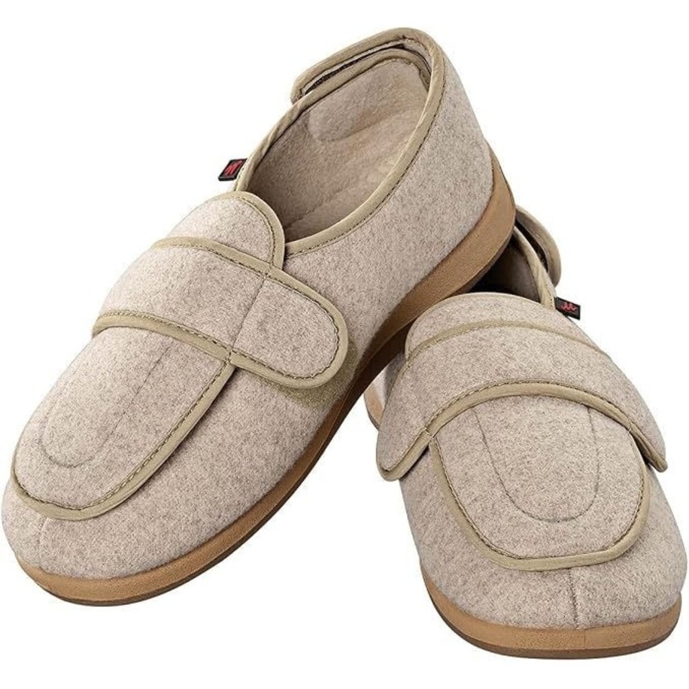 Fox Valley Traders Silver Steps Adjustable Edema Slippers - Tan - XL 13.5W 11.5M